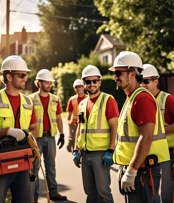 a group of electrician in red tshirt a group of electrician in red tshirt